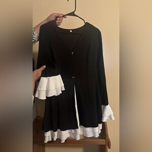 Black Dress with White Ruffle Accents